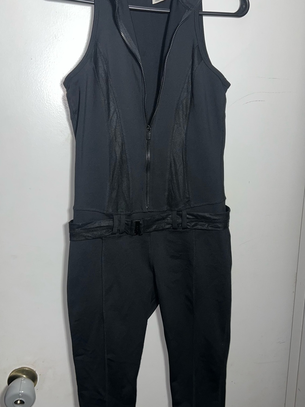 NWT BEBE Sport Y2K Black Foil Belt Jumpsuit Romper Size S